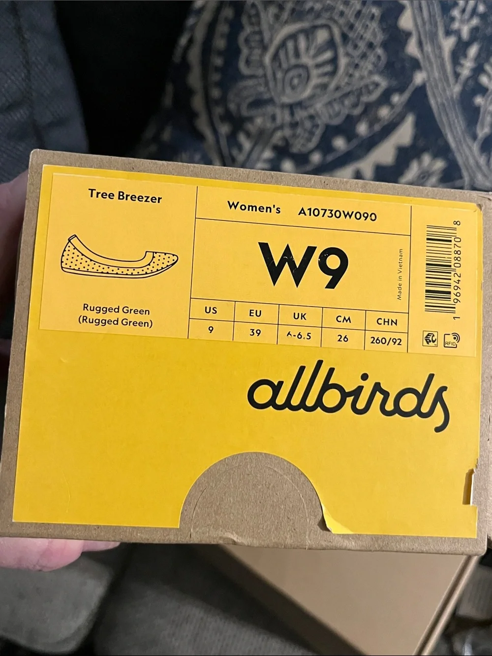 New In Box Allbirds Womens Tree Breezers Flats in Rugged Green Size 9